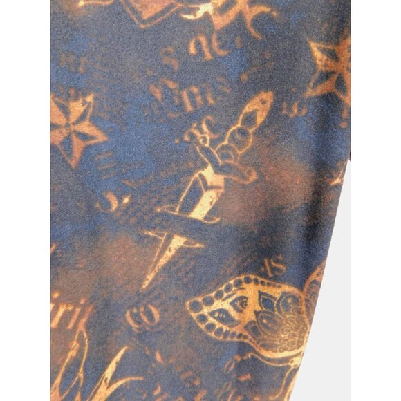 No Boundaries Leggings Womens Small Medium Black Orange Tattoo Print Butterfly - Picture 4 of 12